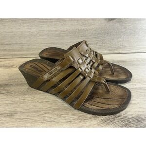 Teva Cabrillo 3 Wedge Thong Sandal Women's 9.5 Brown‎ Green Leather 1012149